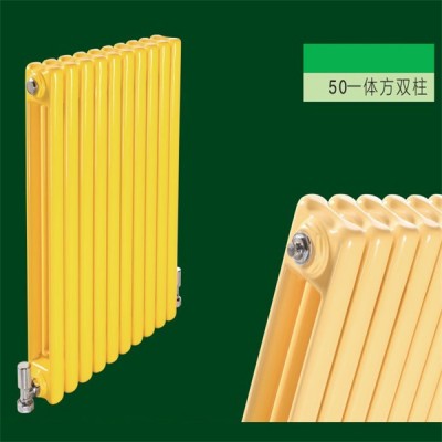 钢制50一体方双柱暖气片家用水暖散热器采暖钢二柱